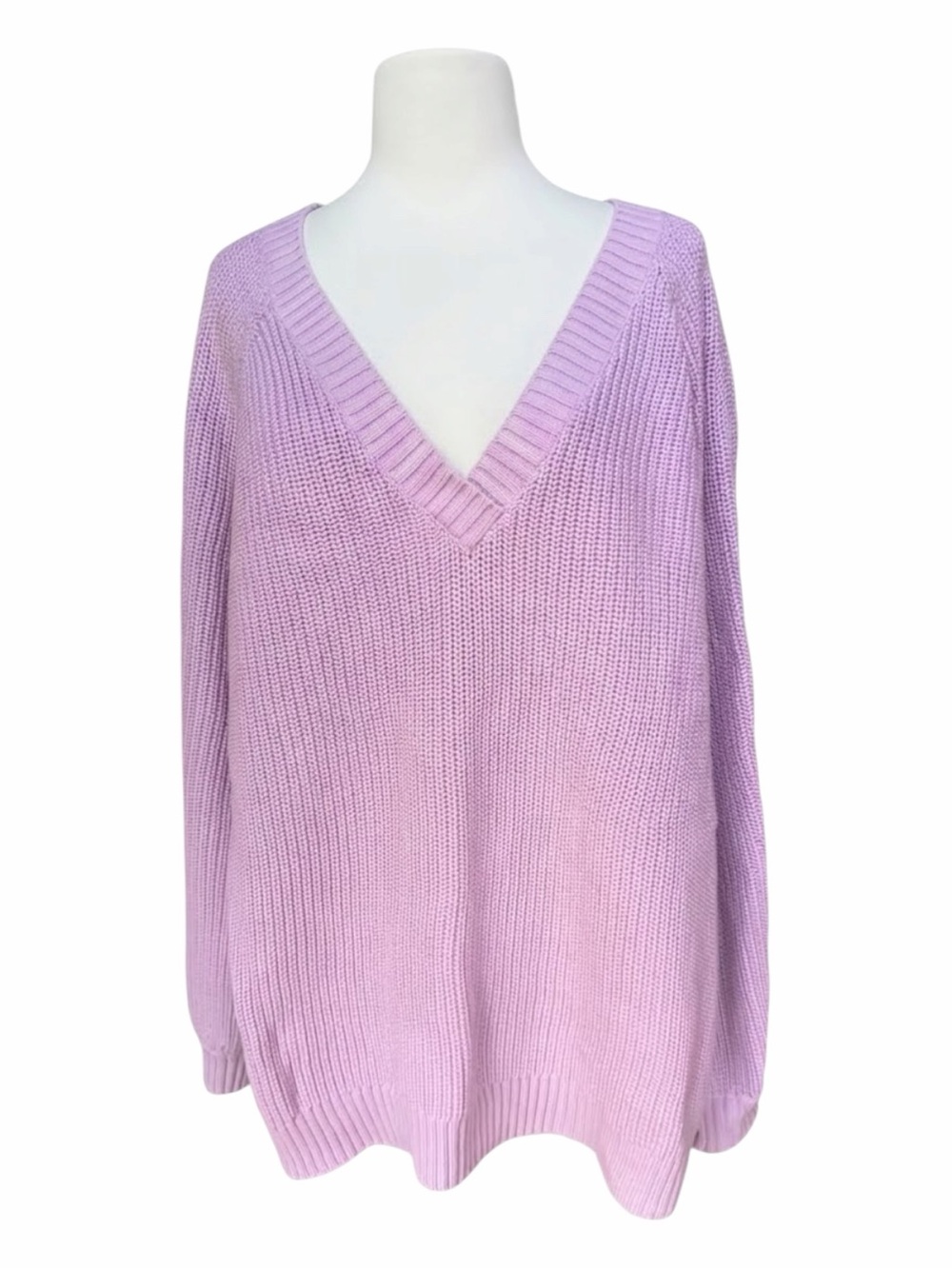 NWOT Lands’ End Drifter 100% Cotton Lavender V-Neck Sweater